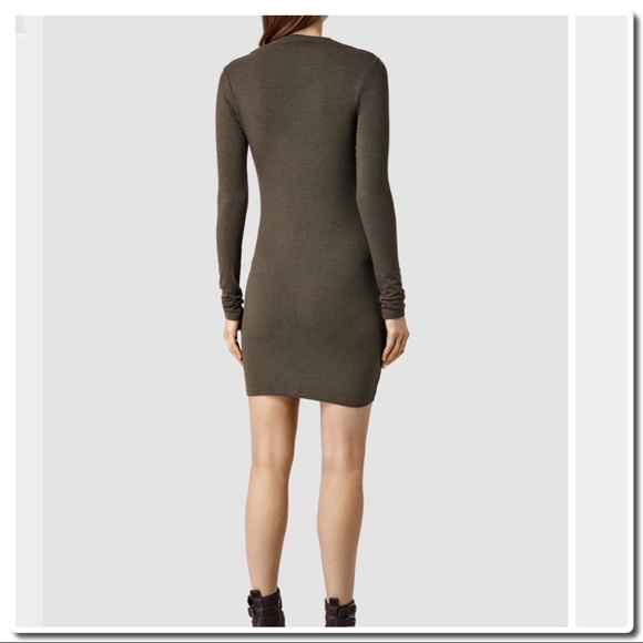 All Saints Azele Dress in Dark khaki Green - Picture 2 of 5