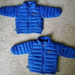Two Blue Patagonia Puffer Jackets