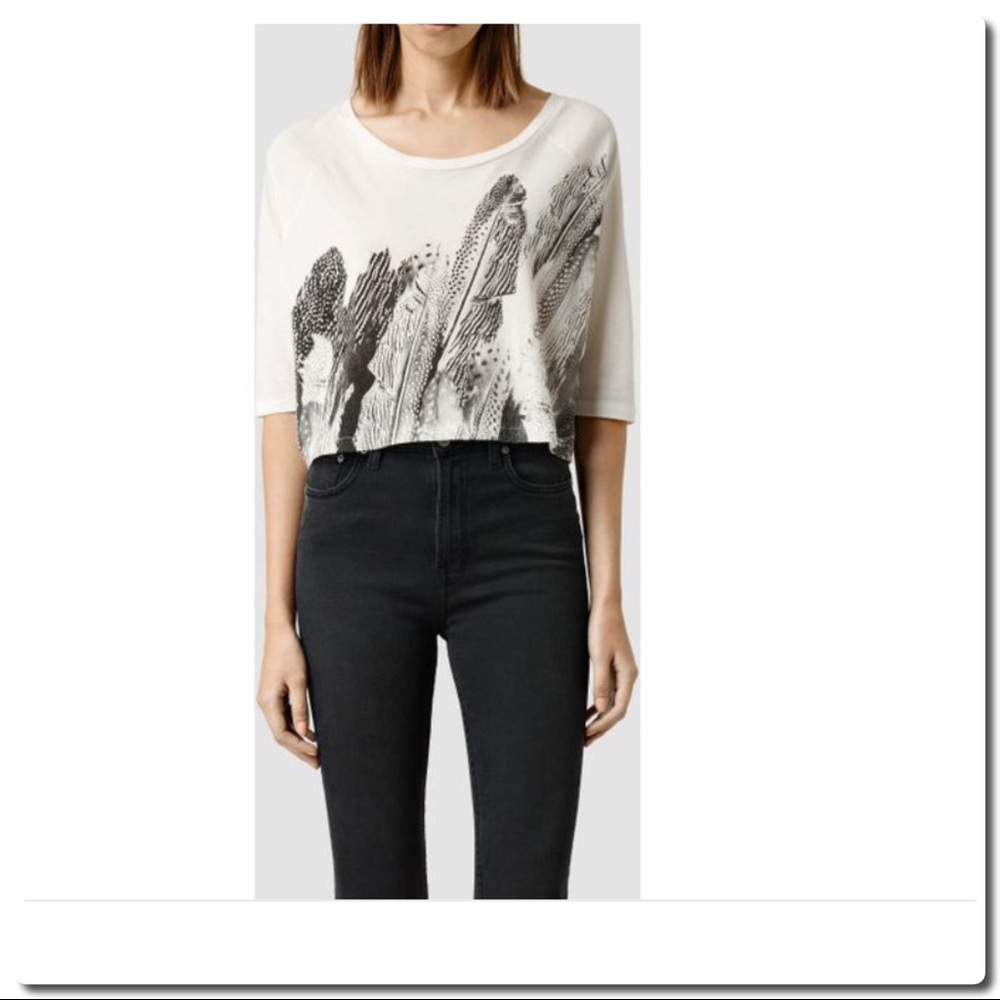 All Saints Zebu Yale Tee in Chalk - Picture 2 of 6