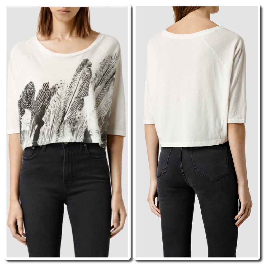 All Saints Zebu Yale Tee in Chalk - Picture 4 of 6