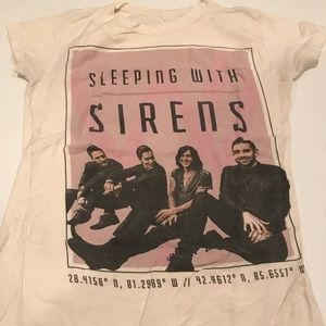 Sleeping with sirens beige pink t-shirt s