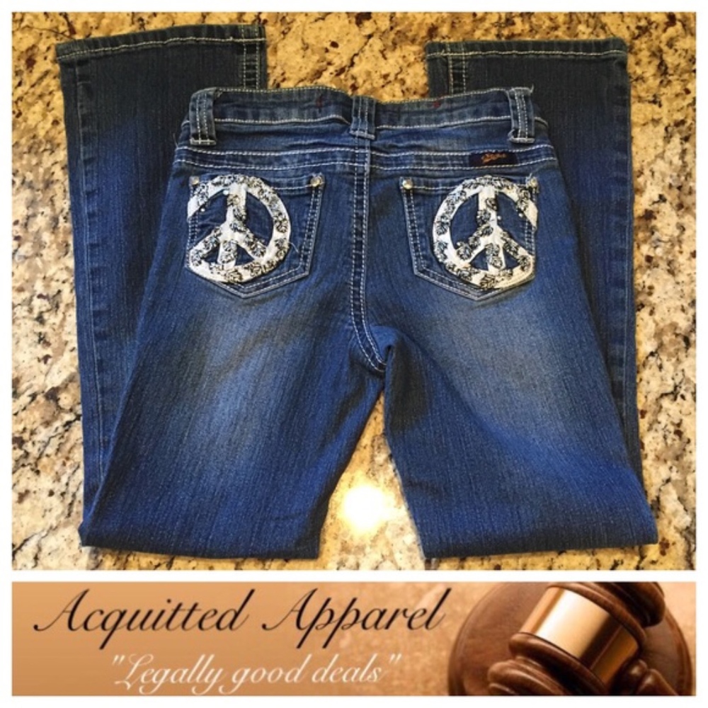 Seven7 Brand Bling Peace Sign Girls Jans