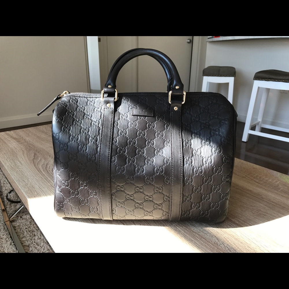 Dark Brown Gucci Guccissima Leather Joy Boston Bag