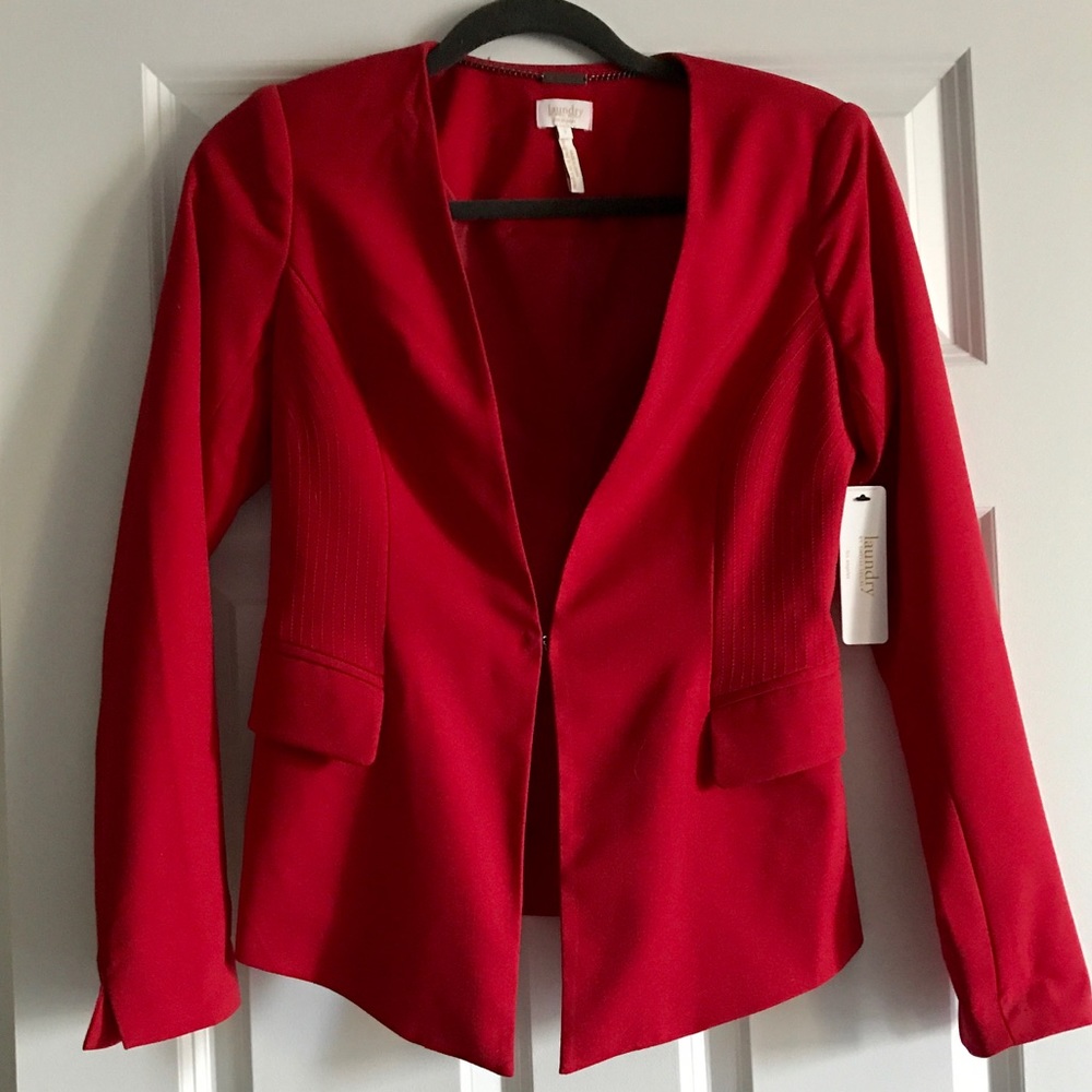 Laundry by Shelli Segal Cropped Red Blazer