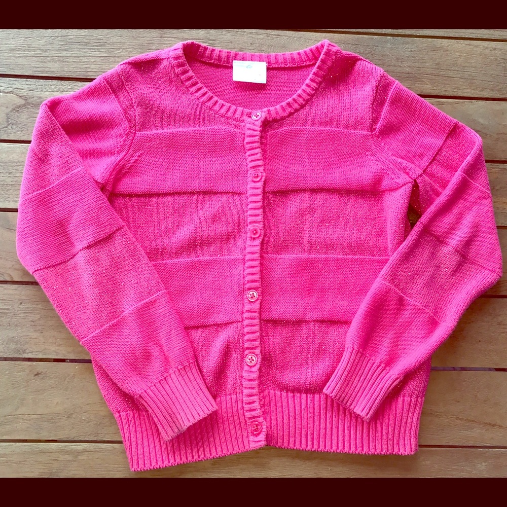 Hanna Andersson Sz 130/8 hot pink sparkly cardigan