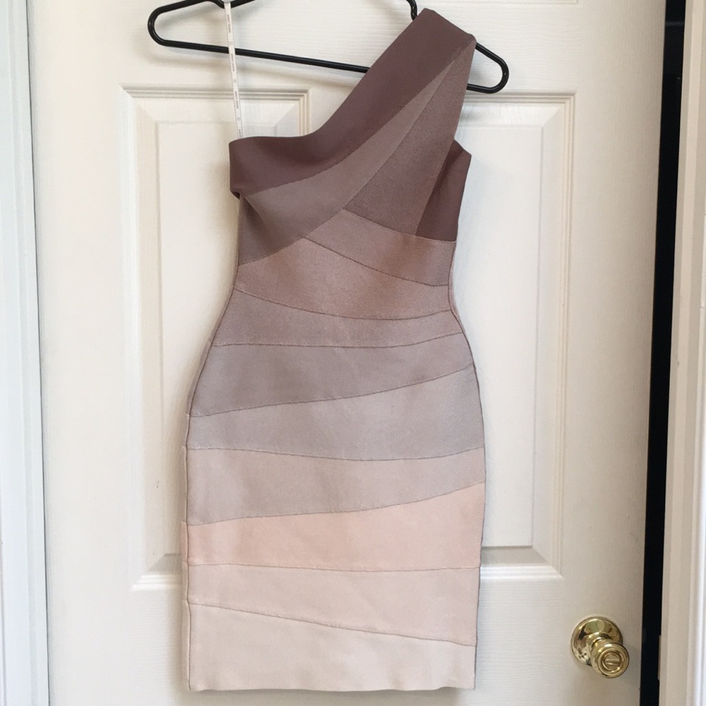 Herve Leger Ombré One Shoulder Dress