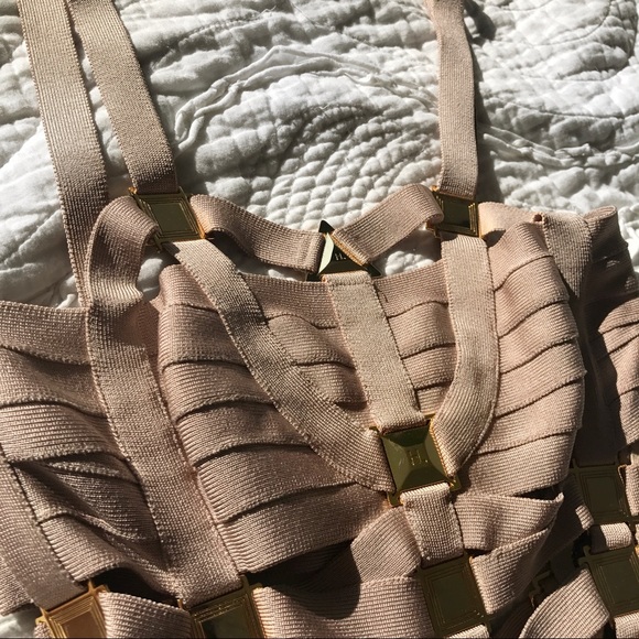 Herve Leger Nude/Gold Dress - Picture 5 of 8