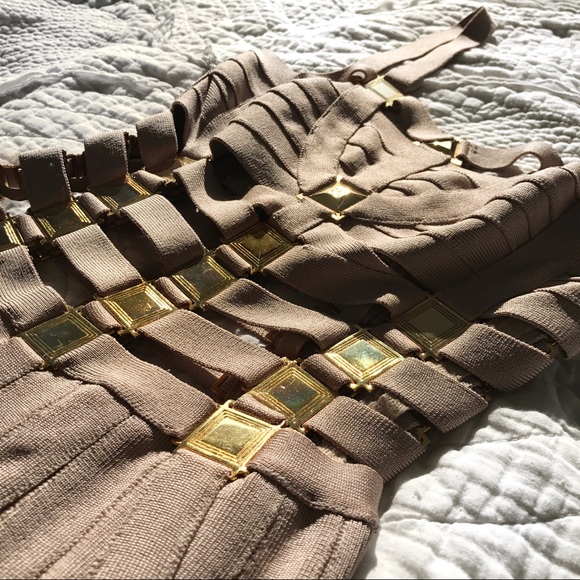 Herve Leger Nude/Gold Dress - Picture 6 of 8