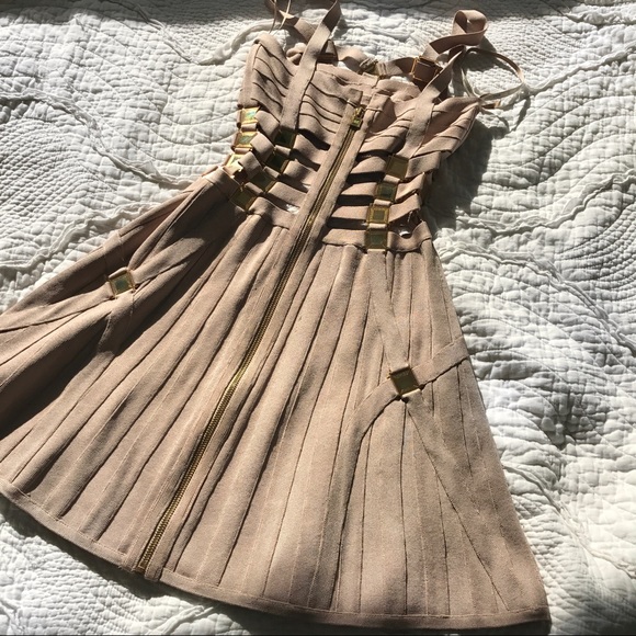 Herve Leger Nude/Gold Dress - Picture 8 of 8