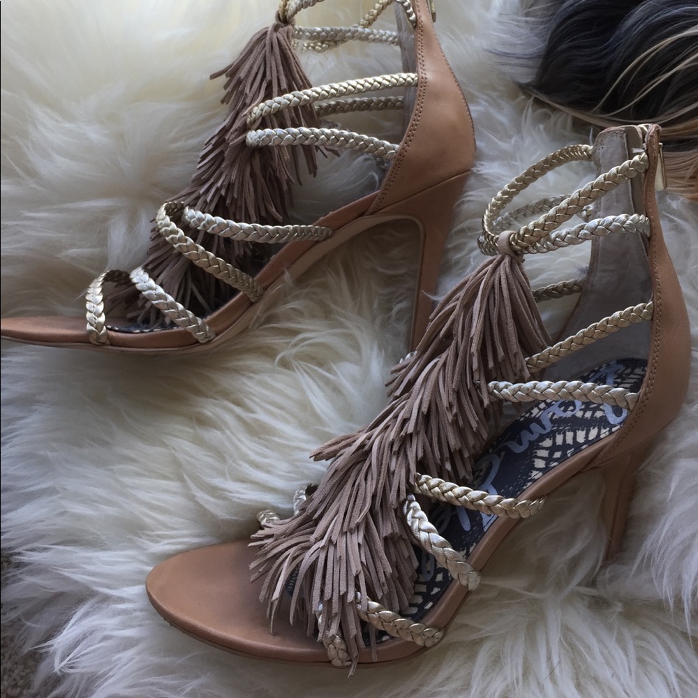 SAM EDELMAN Fringe strappy heels