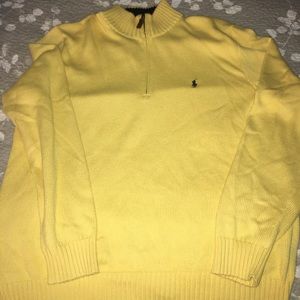 Men's Large Yellow Polo half zip sweater.