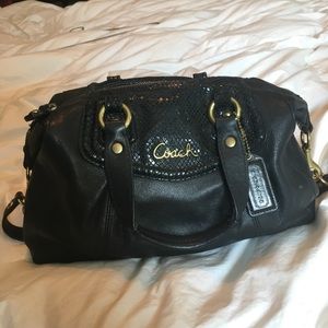 Coach Ashley Black Leather Satchel Purse