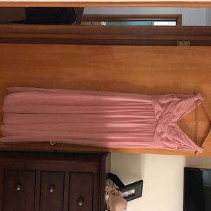 Davids bridal long mesh dress with cowl back