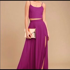 Thoughts of You magenta two-piece maxi dress