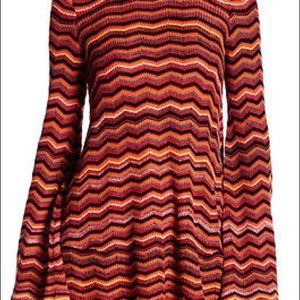 FREE PEOPLE Red Combo Zig Zag Sweater Tunic/Dress