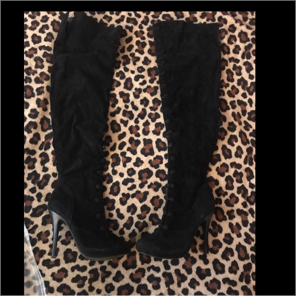 Black thigh high boots