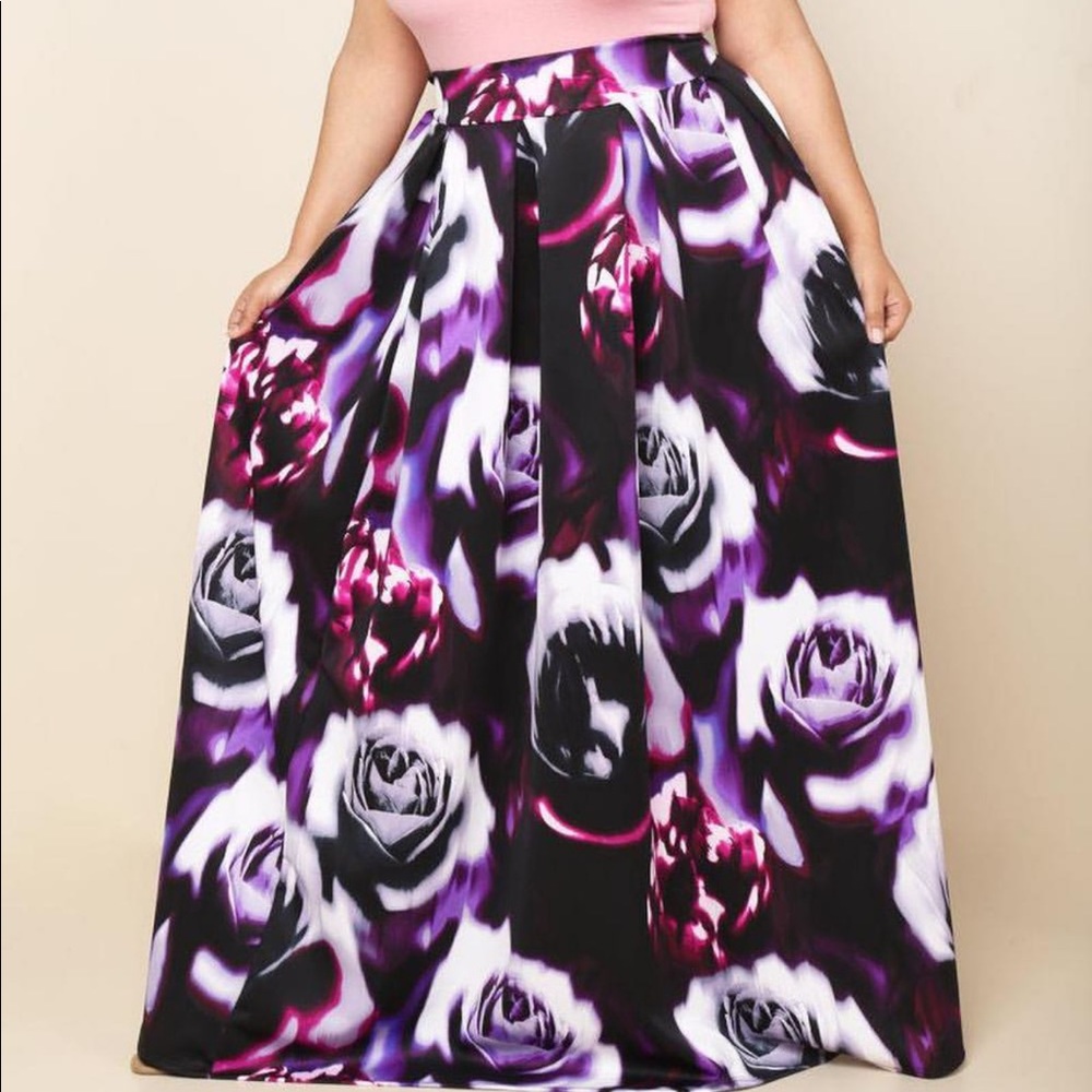 Purple Floral Maxi Skirt