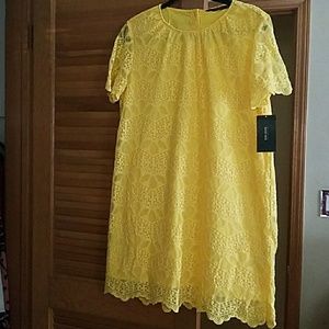 Zara yellow lace short sleeve dress NWT