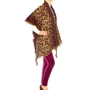 Leopard Print Pashmina Shawl Wrap Cape