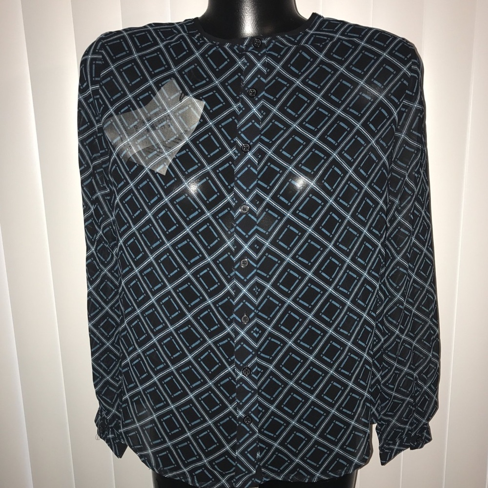WHO WHAT WEAR VISION BUTTON DOWN BLOUSE