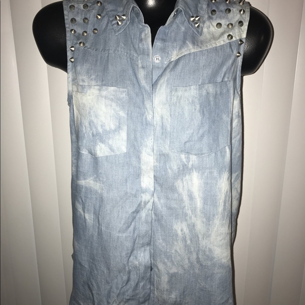 LUSTER DENIM SPIKED STUDDED HI LOW TOP