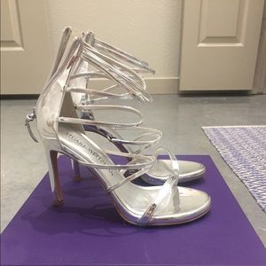 Stuart Weitzman Stappy Silver Heel Sandal