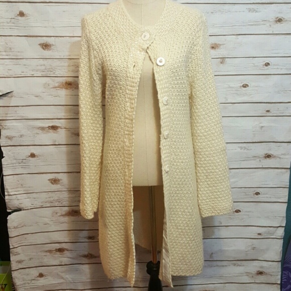 Sleeping on Snow long wool cardigan/ sequin trim - Picture 2 of 8