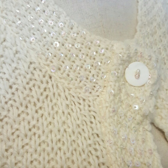 Sleeping on Snow long wool cardigan/ sequin trim - Picture 5 of 8
