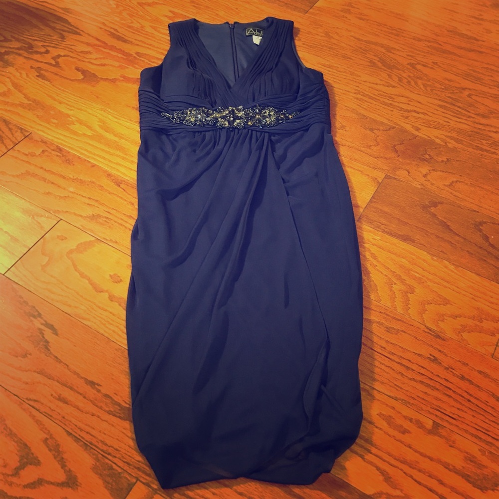 Curve Flattering Navy Dress by Alex Evenings