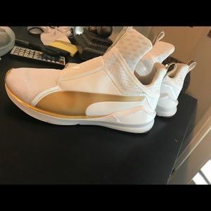 White and gold Fierce Puma Trainers