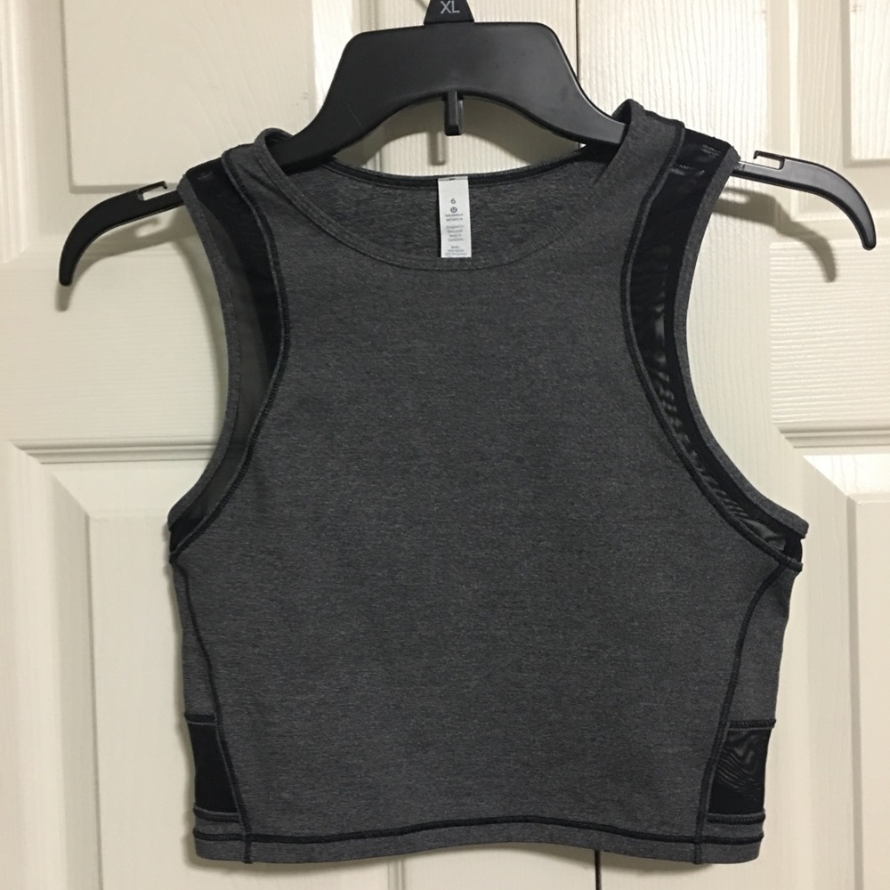 SOLD Charcoal Gray Mesh Lululemon Crop Top Size 6