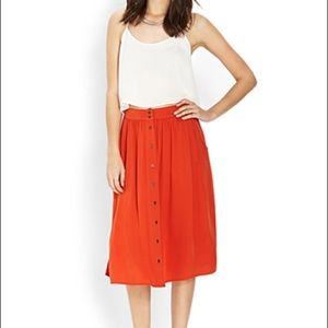 Orange midi skirt forever 21