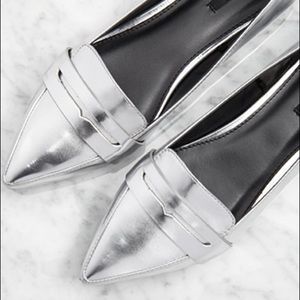 Metallic Silver Loafers