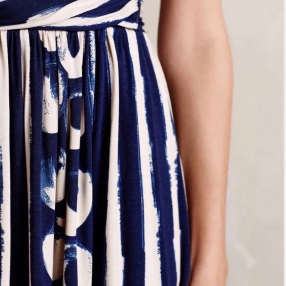 Anthropologie Maeve Sennebec Dress Navy/Creme M - Picture 3 of 8