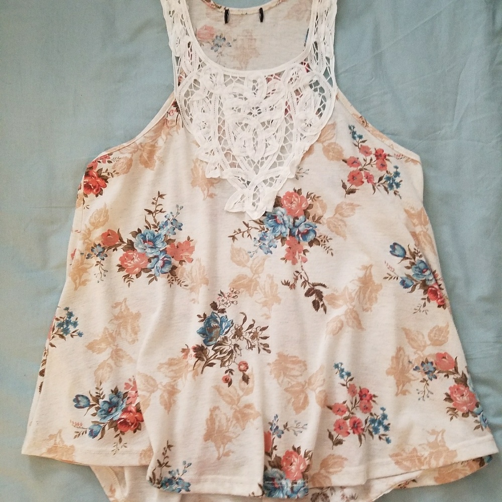 Cream lace tank
