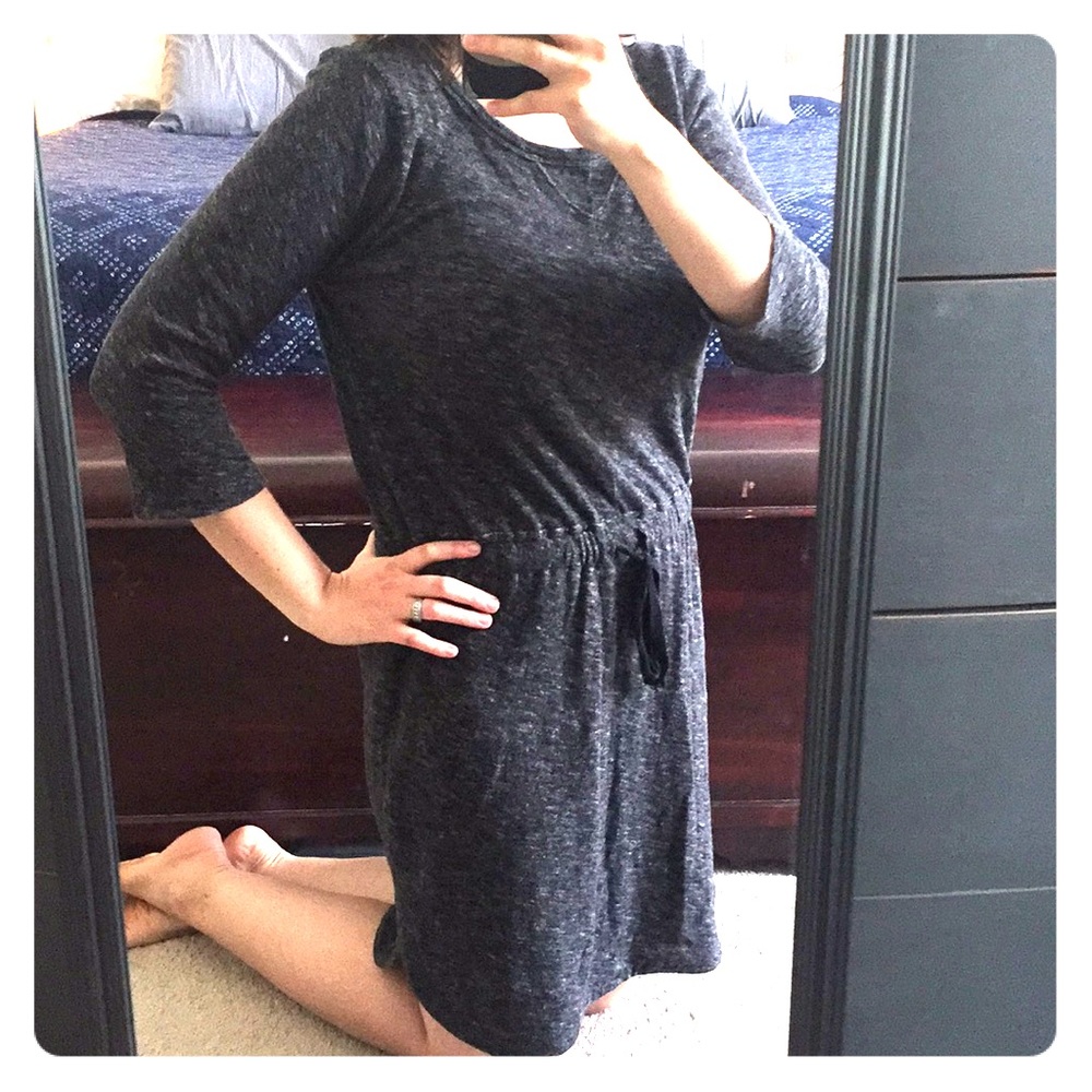 LOFT dark grey drawstring dress