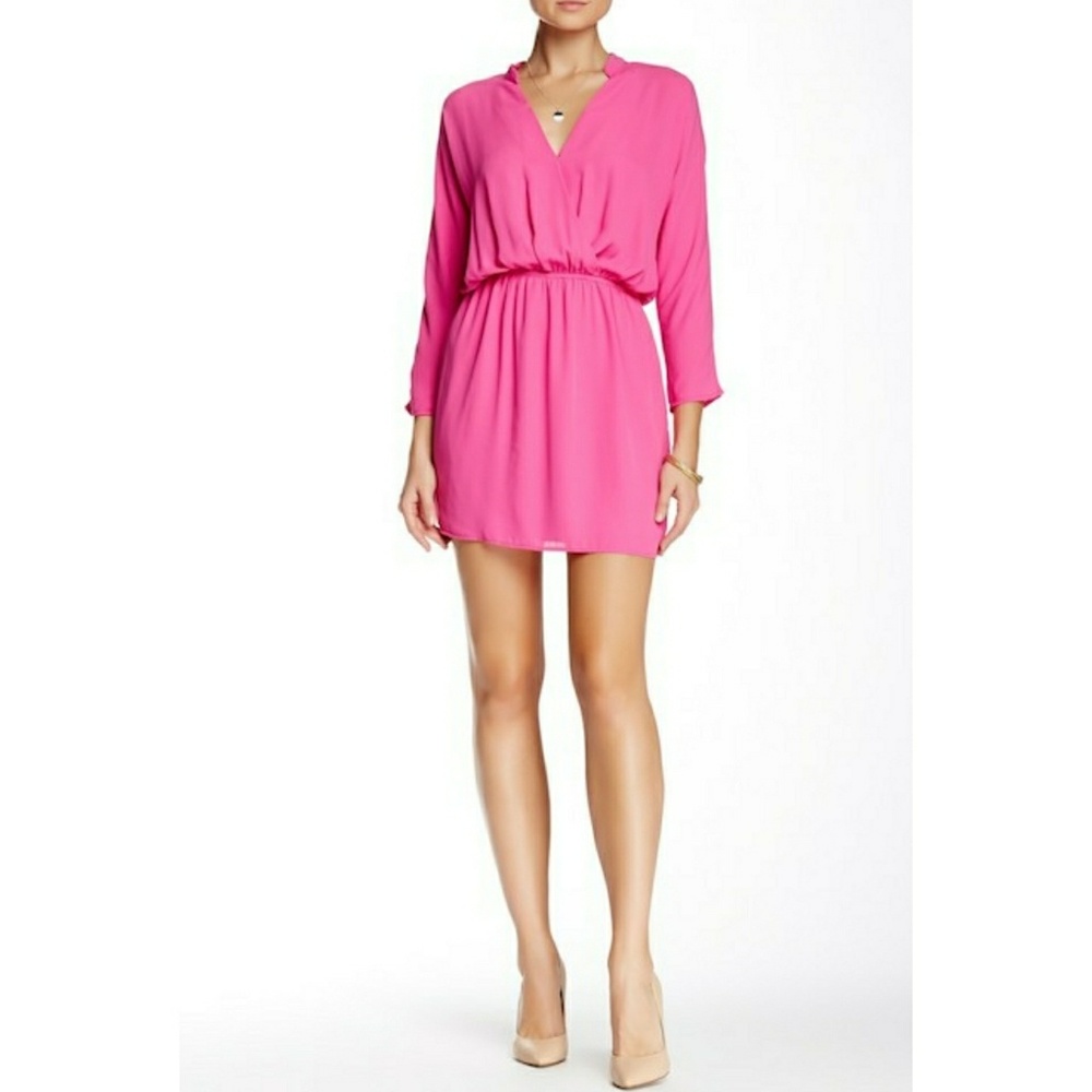 Revolve Eight Sixty 3/4 Sleeve Crepe Surplice Dres