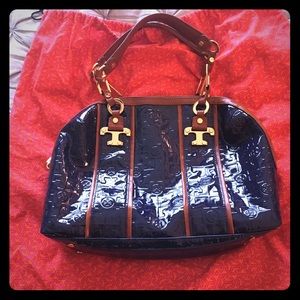 Tory Burch Navy Patent Leather Satchel