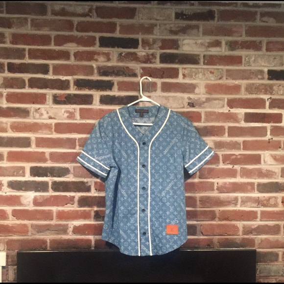Supreme X Louis Vuitton Baseball Jersey Blue