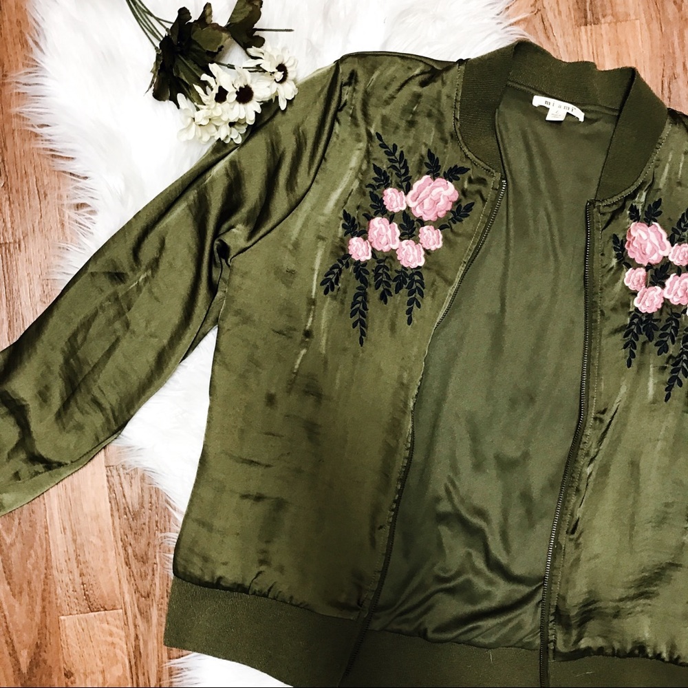 Floral Embroidered Bomber Jacket