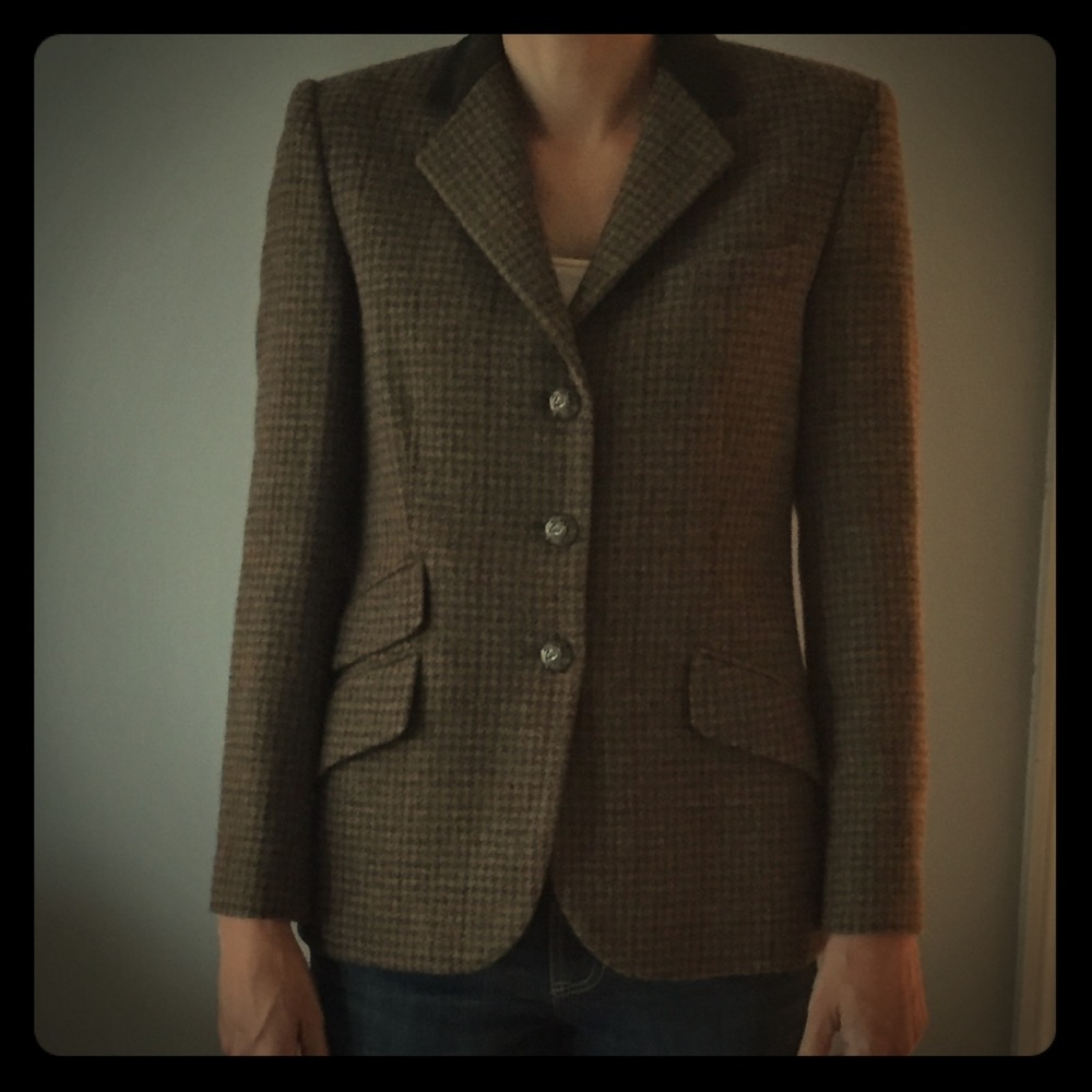 Lauren Ralph Lauren Houndstooth Wool Blend Blazer