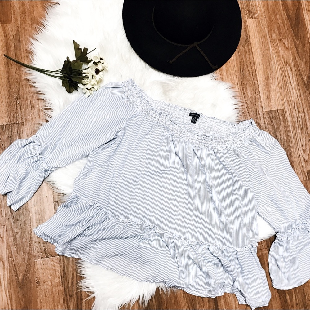 AEO Off Shoulder Striped Blouse