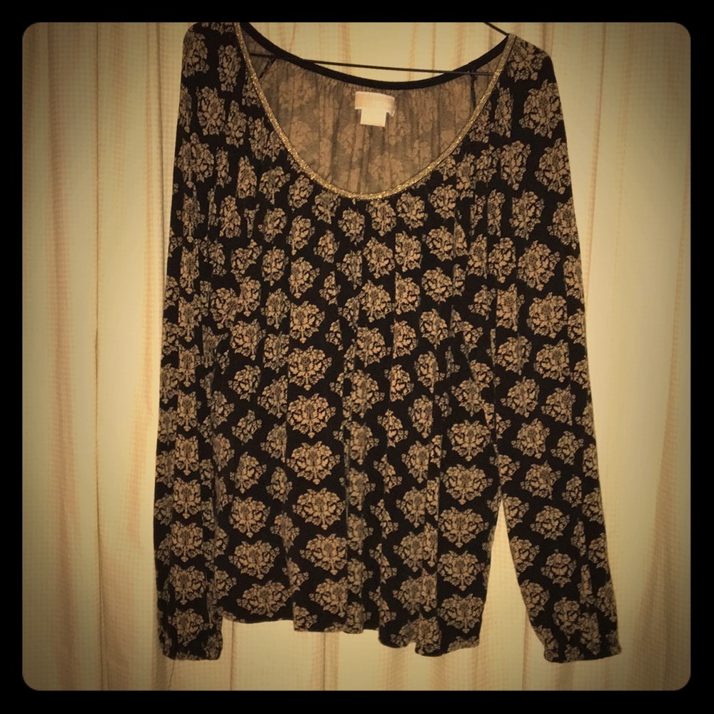 Michael Kors long sleeve scoop neck top