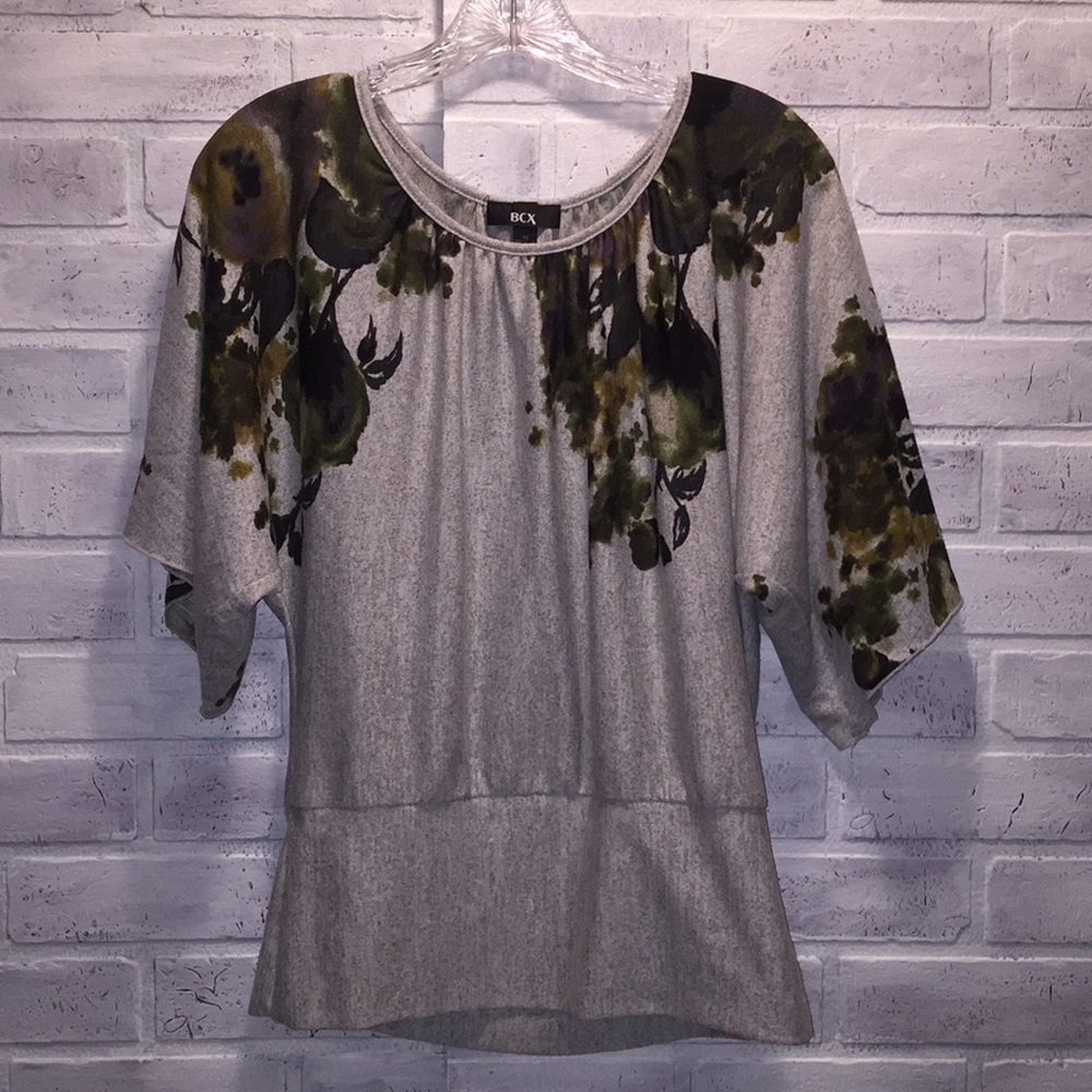 Grey and floral blouse