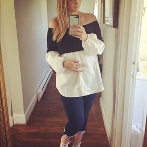 Shein Black and White Off the Shoulder Blouse