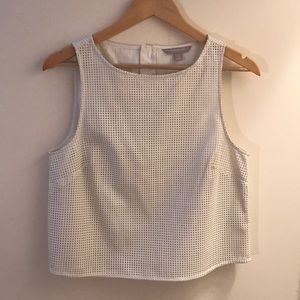 White faux leather crop top