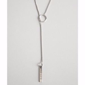 Gucci White Gold 'lariat' Logo Tag Necklace