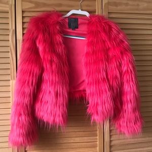 Hot pink faux fur Guess jacket