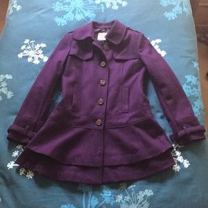Guess Wool-Blend Plum Dress Coat