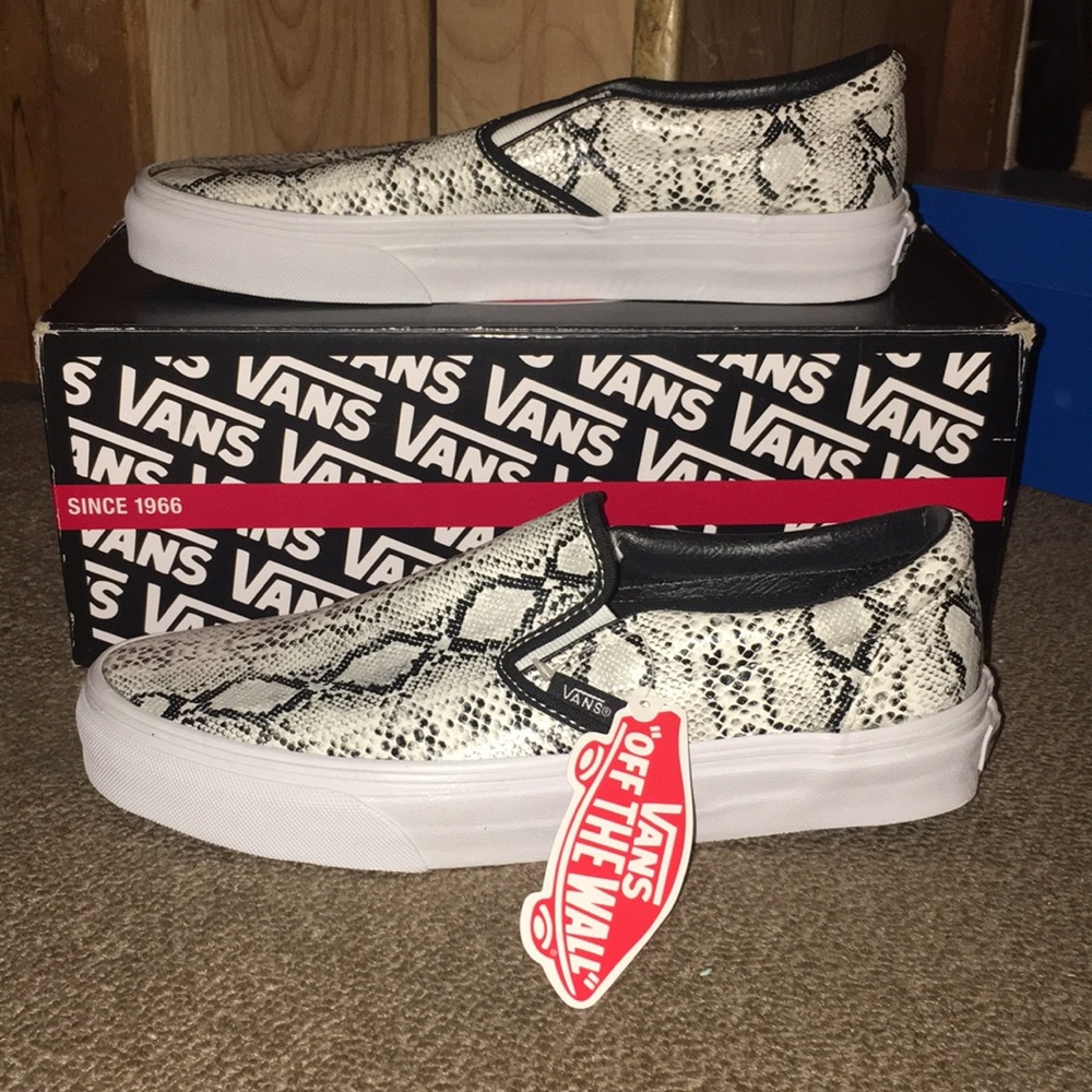 Vans Leather/Snake Classic Slip on. Never worn.